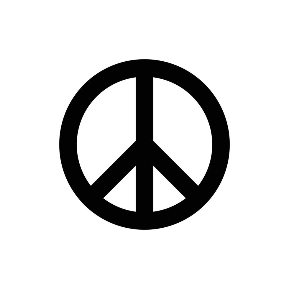 símbolo de paz. preto sobre fundo branco. ilustração em vetor de sinal isolado de paz. ícone pacifista