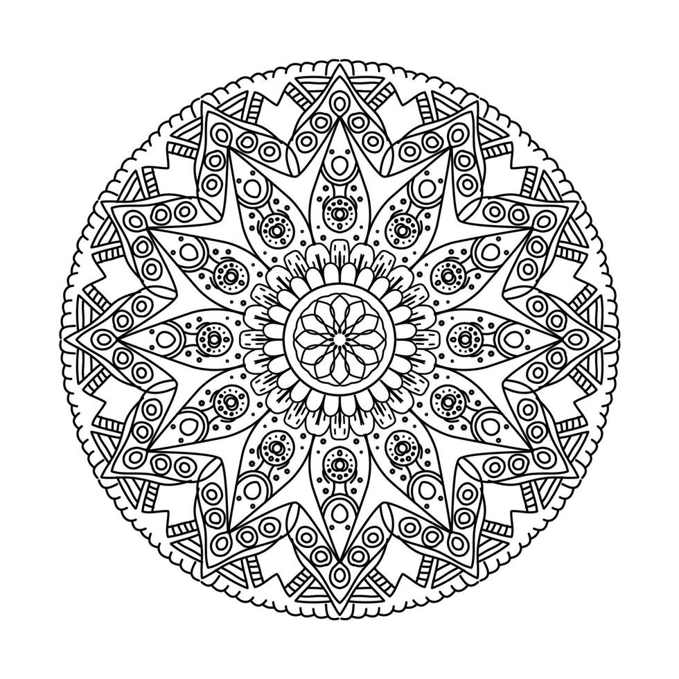 mandala preta para design. design de padrão circular mandala para henna, mehndi, tatuagem, decoração. ornamento decorativo em estilo étnico oriental. página do livro para colorir vetor