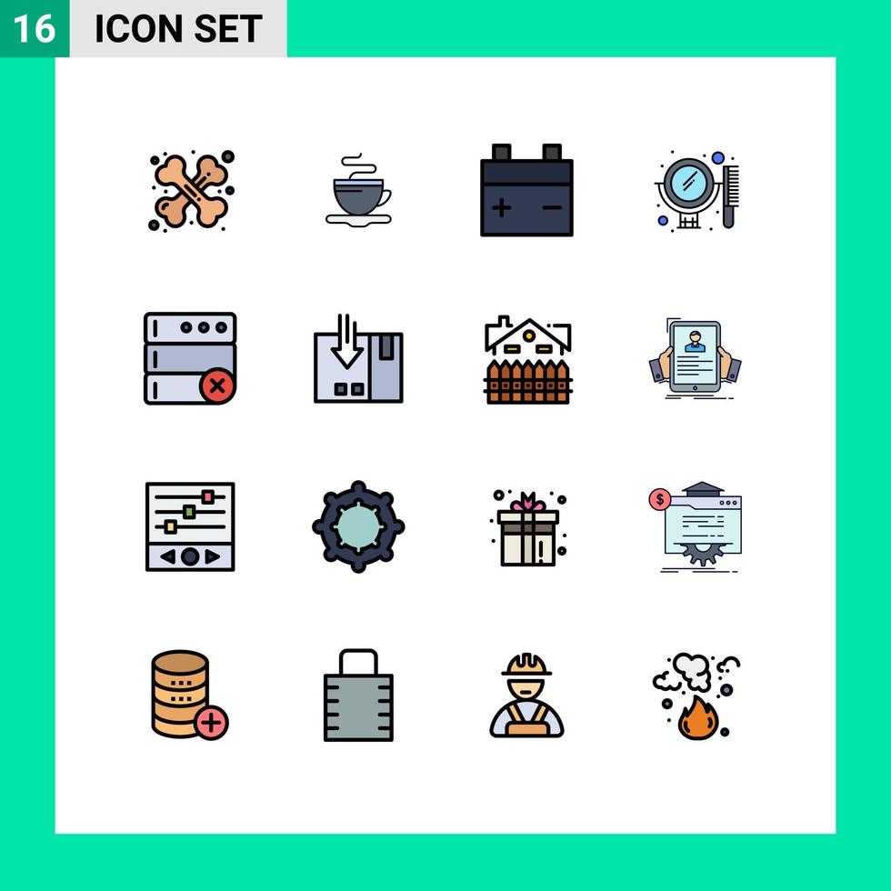 conjunto de 16 sinais de símbolos de ícones de interface do usuário modernos para conjunto de bateria de banco de dados de serviço pente elementos de design de vetores criativos editáveis