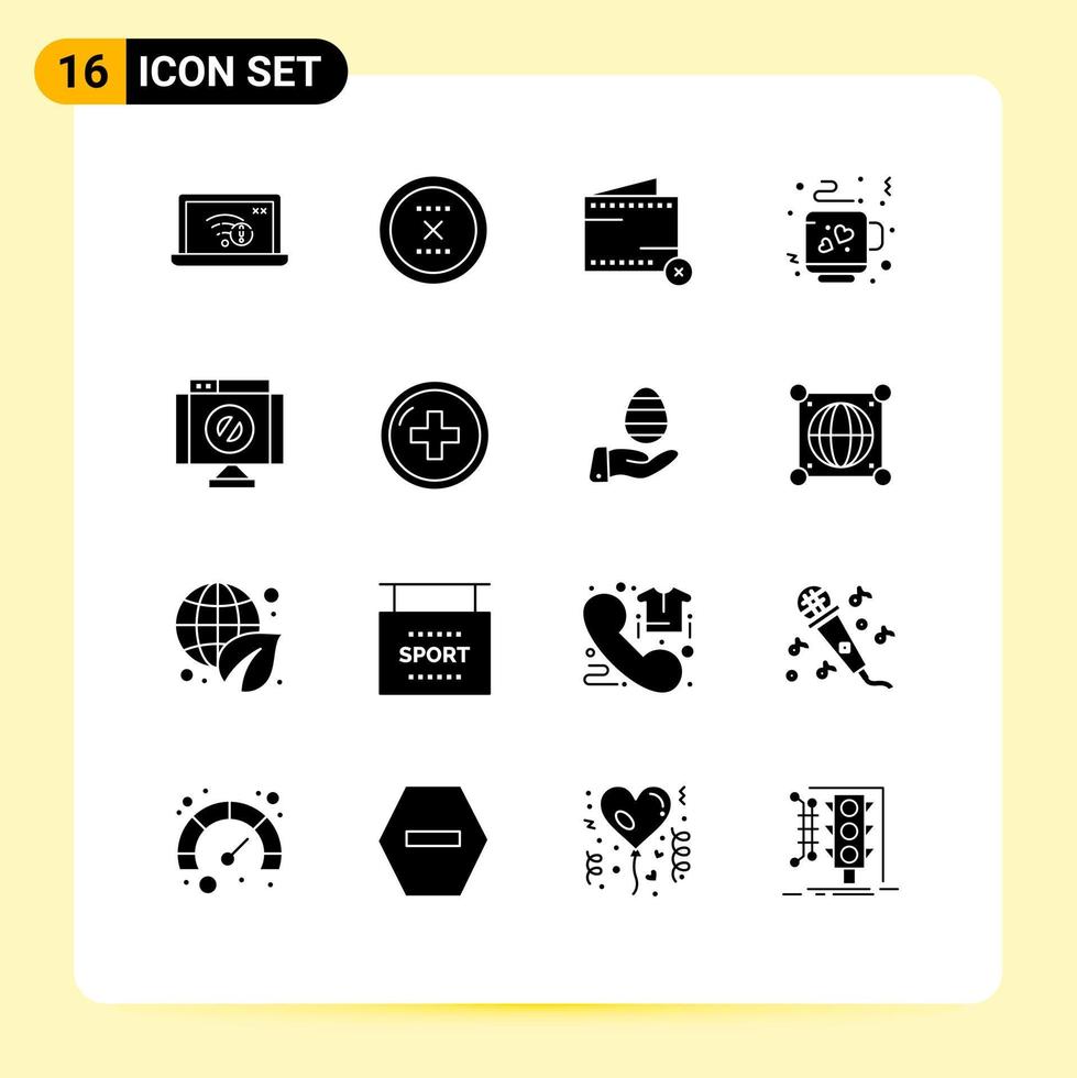 16 ícones criativos, sinais e símbolos modernos de chá, café, excluem elementos de design de vetores editáveis