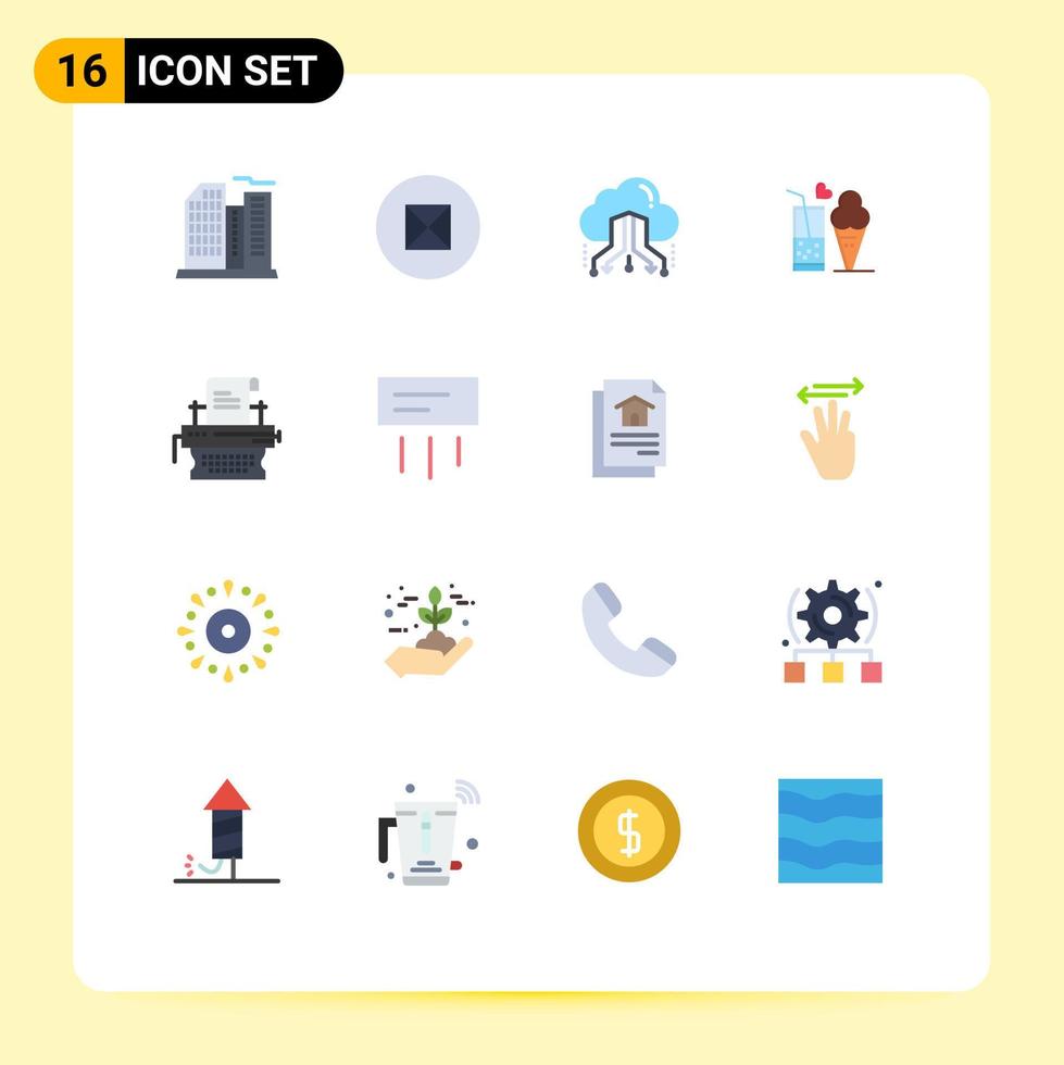 pacote de interface do usuário de 16 cores planas básicas de direitos autorais, link de sorvete, comida de vidro, pacote editável de elementos de design de vetores criativos