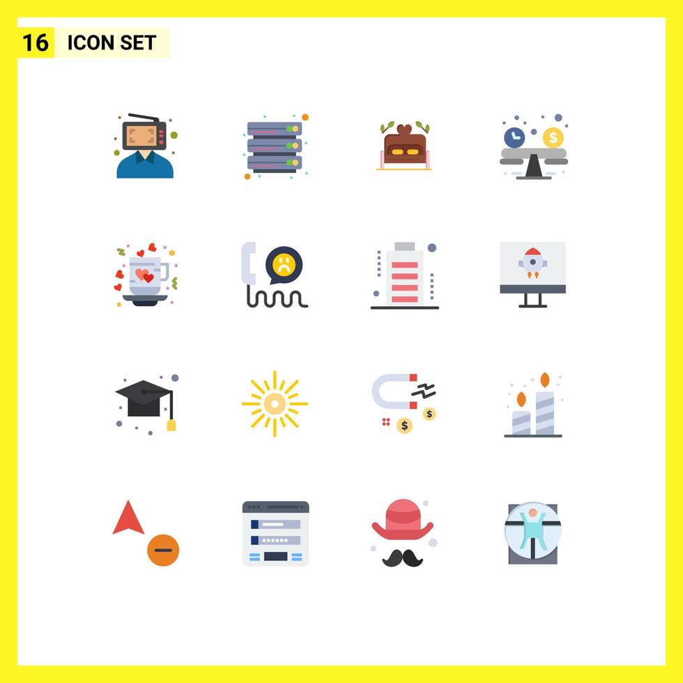 16 ícones criativos, sinais e símbolos modernos de planejamento de orçamento de servidor criativo, pacote editável de casamento de elementos de design de vetores criativos