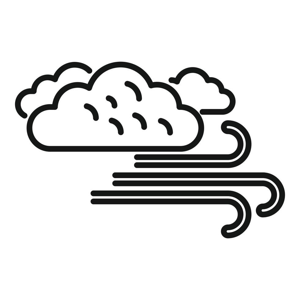 vetor de contorno de ícone de nuvem de vento de tempestade. previsão de chuva