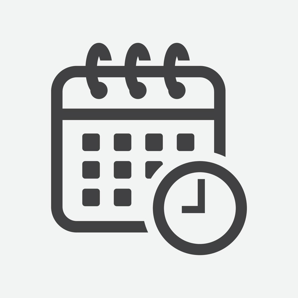 ícone de calendário em estilo plano moderno isolado em fundo cinza. design de símbolo de calendário, logotipo, aplicativo, interface do usuário. ilustração vetorial vetor