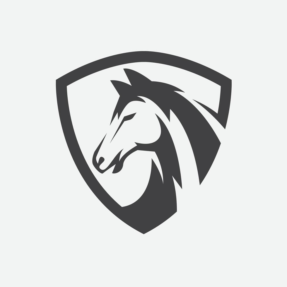 vetor de ícone de cavalo, design de logotipo de cabeça de cavalo, ilustração de design de escudo de cavalo