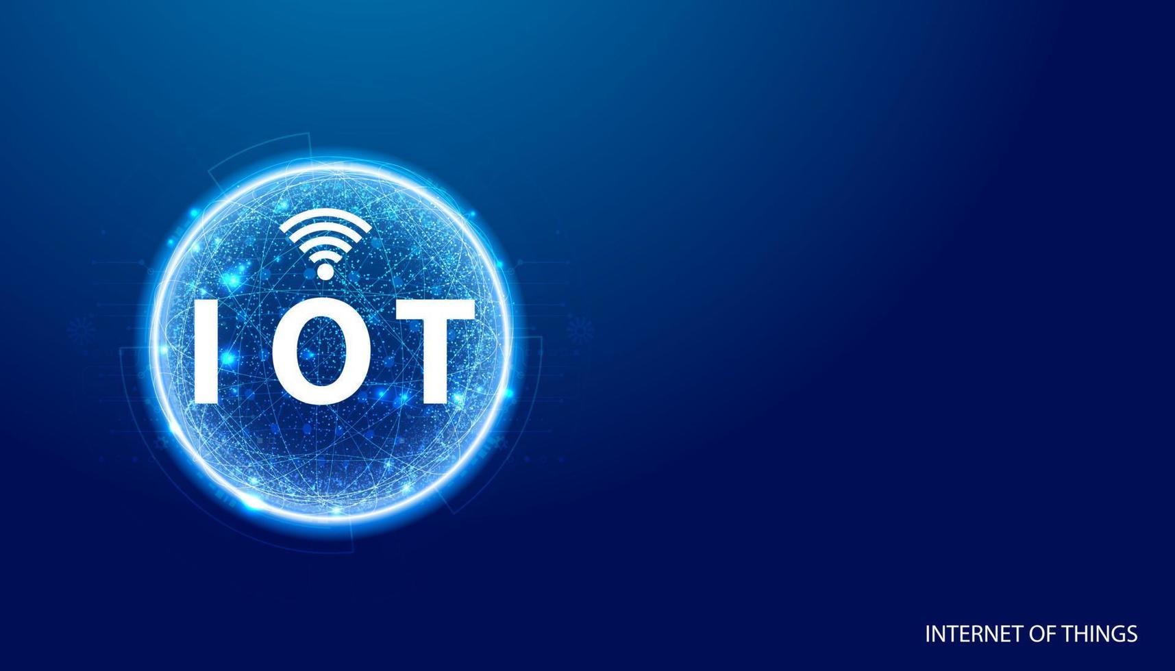 imagem de fundo azul iot abstrata de coisas, círculo, digital, conceito de rede, conectado à internet ou m2m, máquina para máquina, iot industrial, iot comercial. vetor