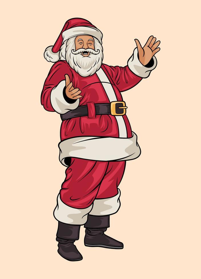 papai noel em pé e acenando com a mão vetor