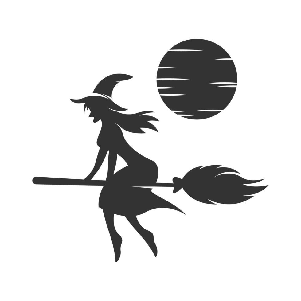 bruxa, design de ícone do logotipo do chapéu de bruxa vetor