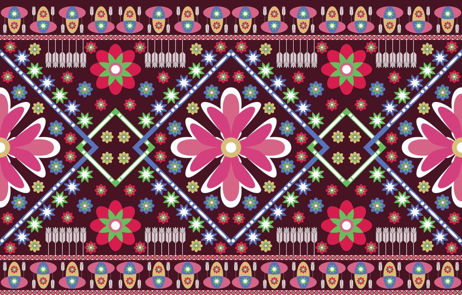 padrão sem emenda nativo floral étnico. fundo vetorial tribal com elementos folclóricos decorativos. impressão de arte geométrica abstrata asteca. estilo navajo indiano africano maia mexicano. design para tecido, têxtil. vetor