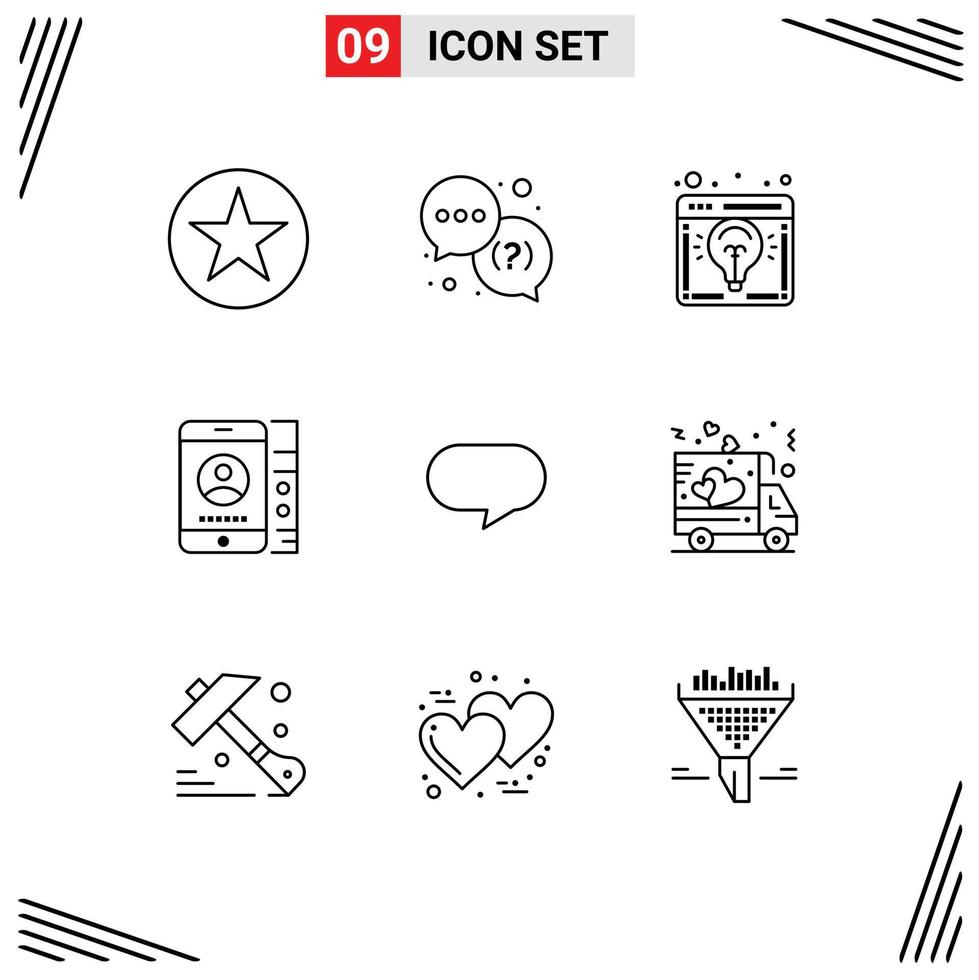 9 ícones criativos sinais e símbolos modernos de suporte de celular lmobile lançamento de elementos de design de vetores editáveis