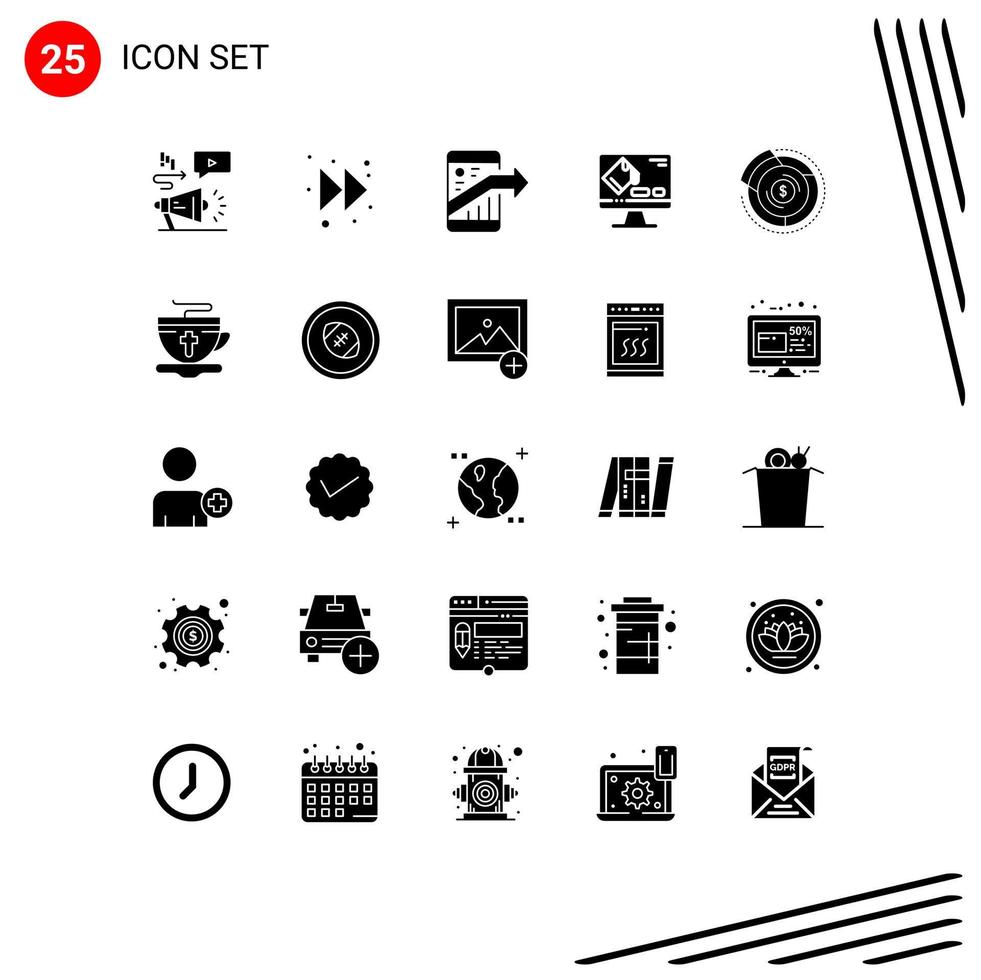 25 ícones criativos sinais e símbolos modernos de formato de negócios de tela de orçamento elementos de design de vetores editáveis