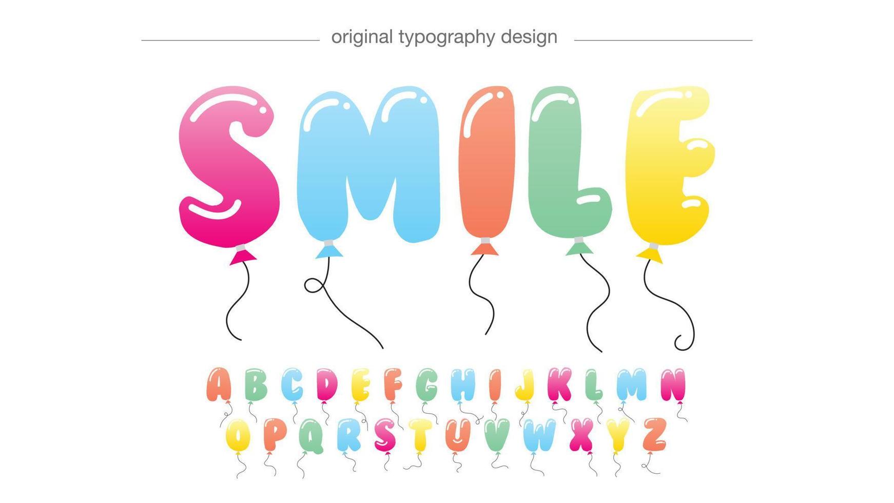 letras de fonte isoladas de desenhos animados de balões coloridos vetor