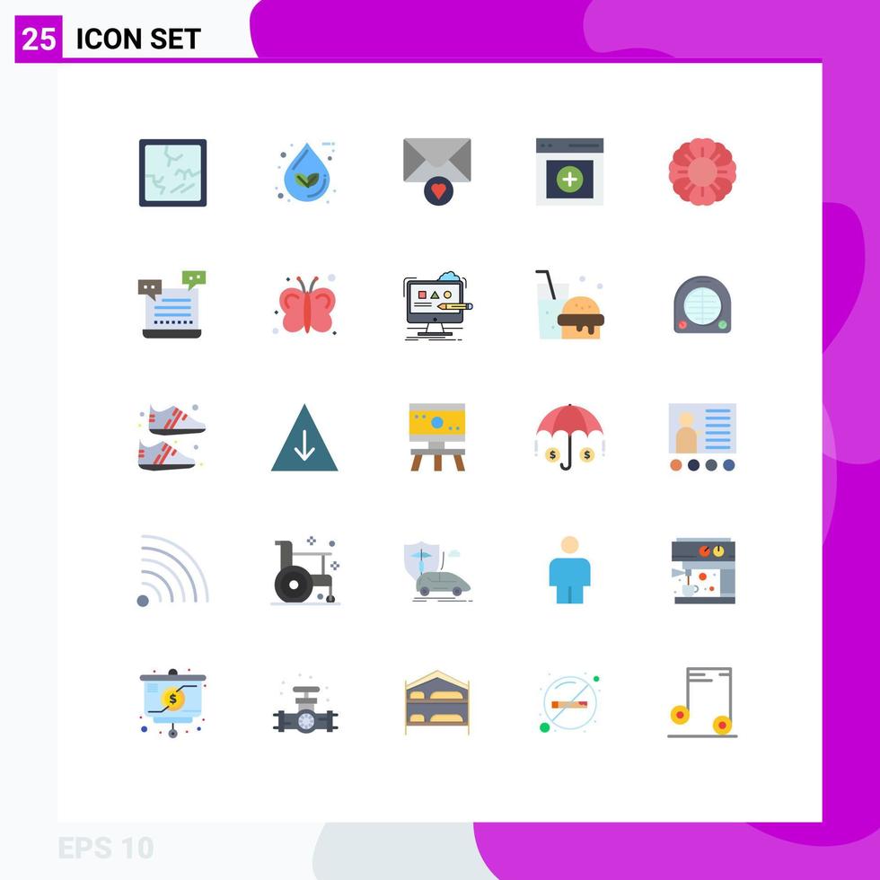 conjunto de 25 sinais de símbolos de ícones de interface do usuário modernos para interface de usuário de correio de flor de verão elementos de design de vetores editáveis