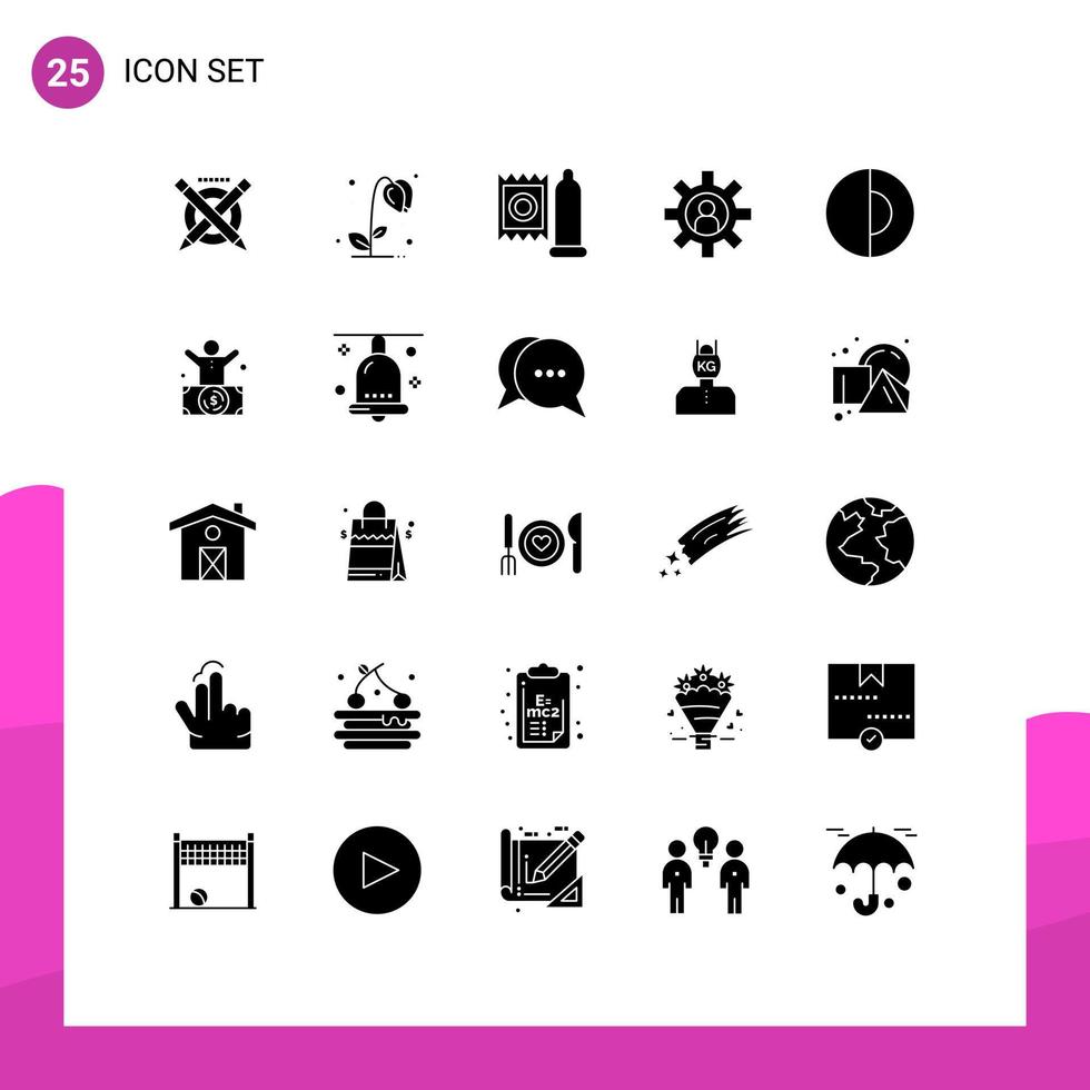 25 conceito de glifo sólido para sites móveis e aplicativos suporte geológico serviço de preservativos suporte ao cliente elementos de design vetorial editáveis vetor