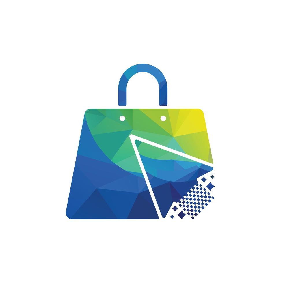 clique em vetor de design de logotipo de loja. ícone de sacola de compras para logotipo de negócios de loja online.