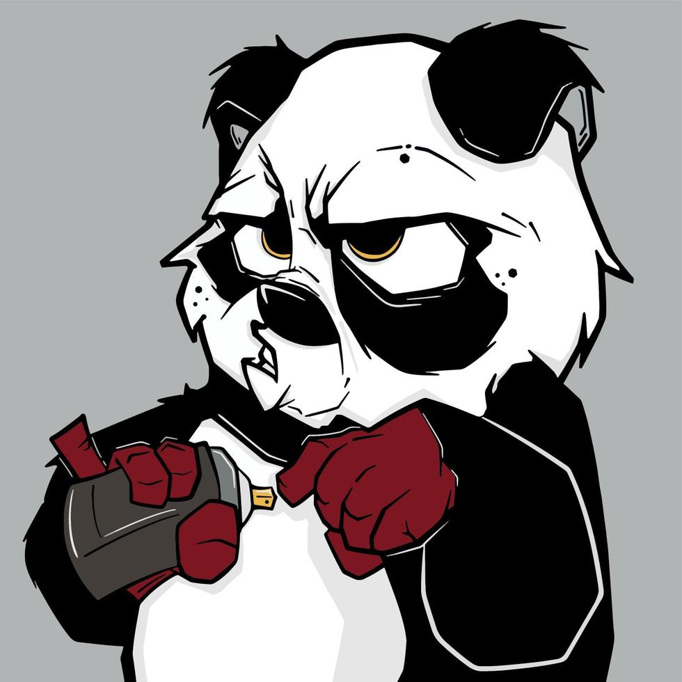 ilustração de panda com lata de spray vetor