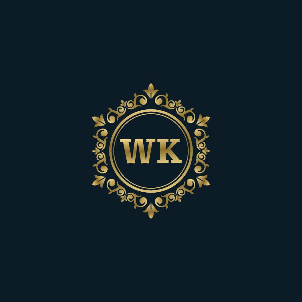 logotipo da carta wk com modelo de ouro de luxo. modelo de vetor de logotipo de elegância.