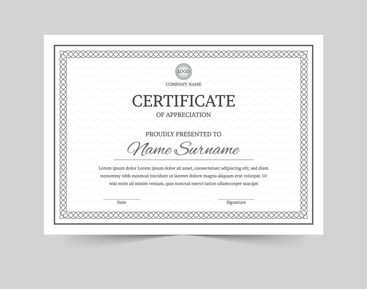 certificado, certificado de modelo de apreciação, certificado de conquista, modelo de diploma de prêmios vetor