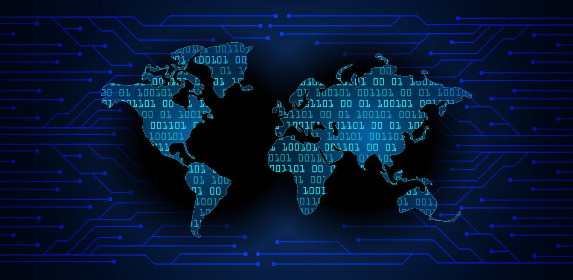 holografia de mapa-múndi moderno em fundo de tecnologia vetor