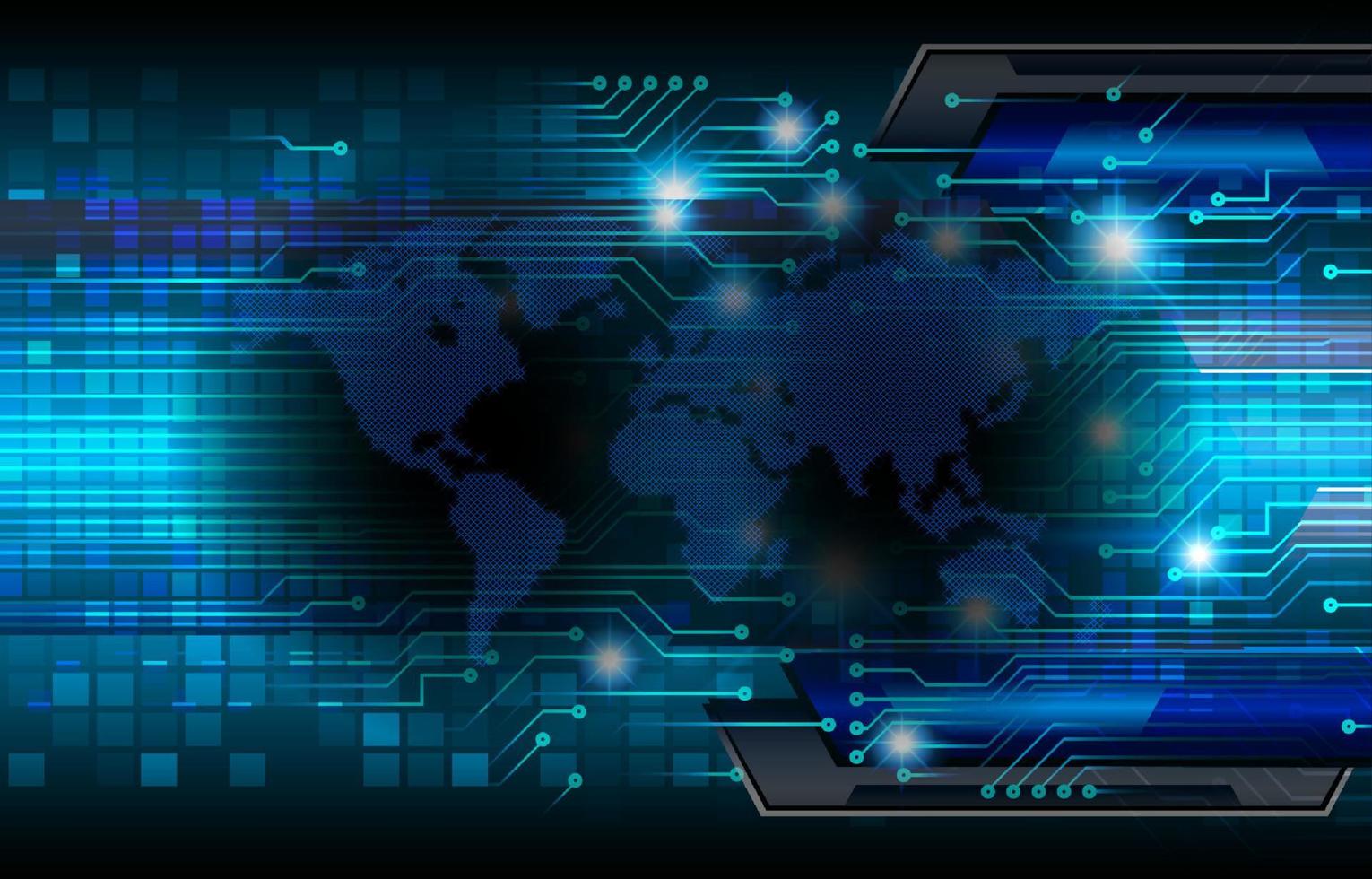 holografia de mapa-múndi moderno em fundo de tecnologia vetor