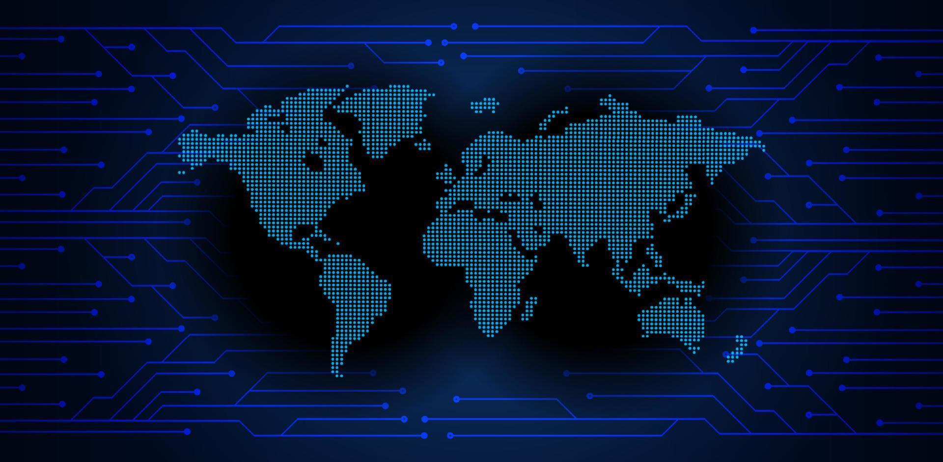 holografia de mapa-múndi moderno em fundo de tecnologia vetor