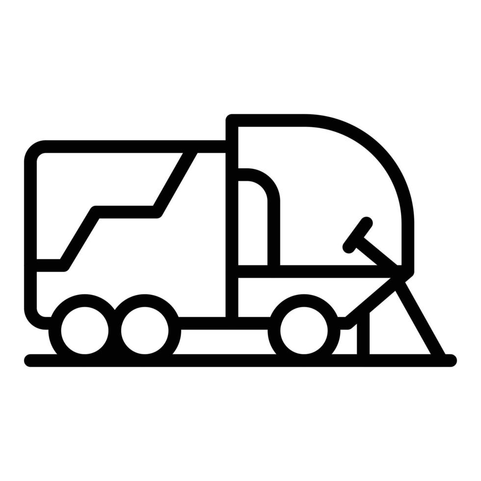 vetor de contorno do ícone de vassoura de asfalto. caminhão de rua