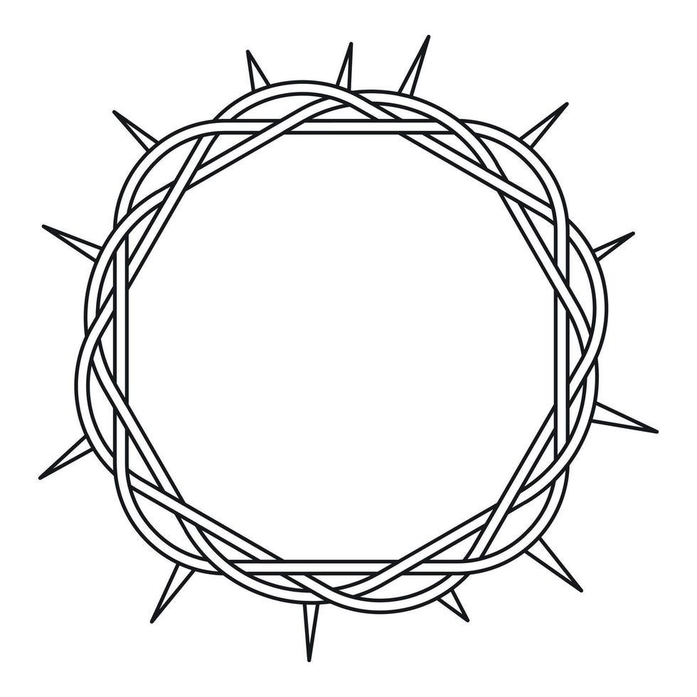 coroa de ícone de espinhos, estilo de estrutura de tópicos vetor