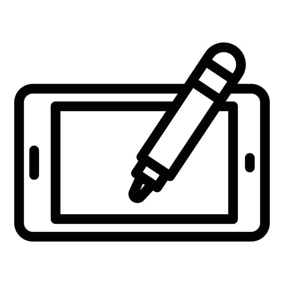 vetor de contorno de ícone de caneta digital tablet. projeto de computador