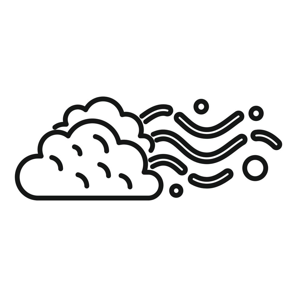 vetor de contorno de ícone de vento nublado. previsão de chuva