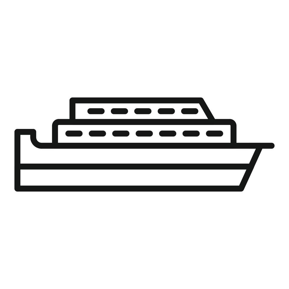 vetor de contorno do ícone de transporte de balsa. navio fluvial