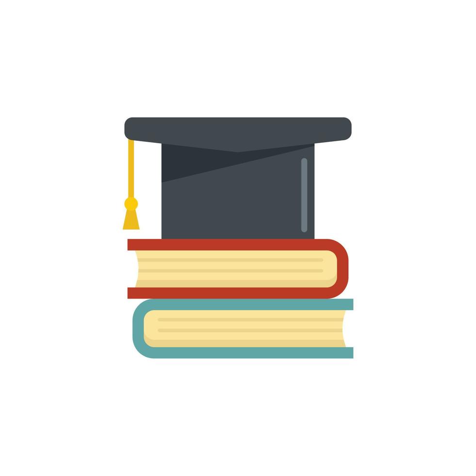 ícone de chapéu graduado da biblioteca vetor isolado plano