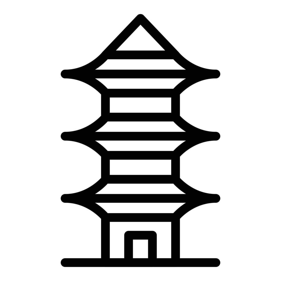 vetor de contorno de ícone de lugar de pagode. edifício chinês