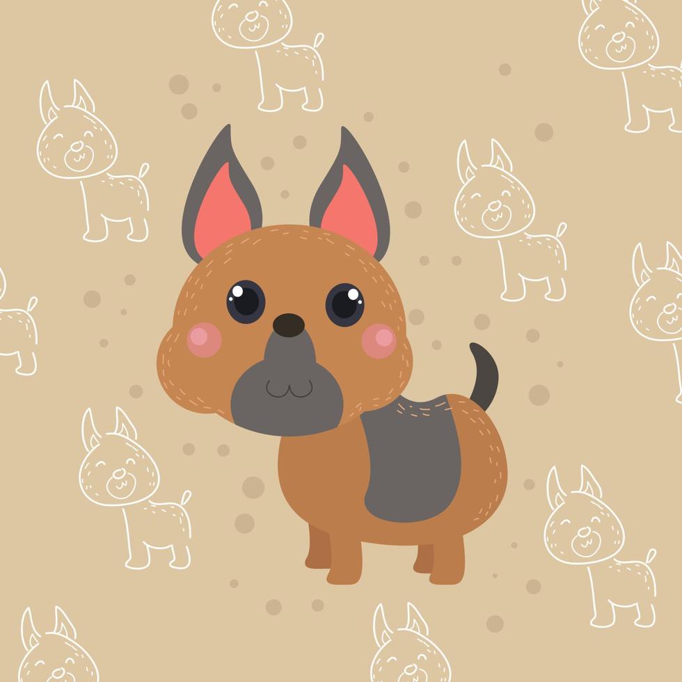 personagens fofos de cães de desenho animado adequados para designs de roupas infantis vetor