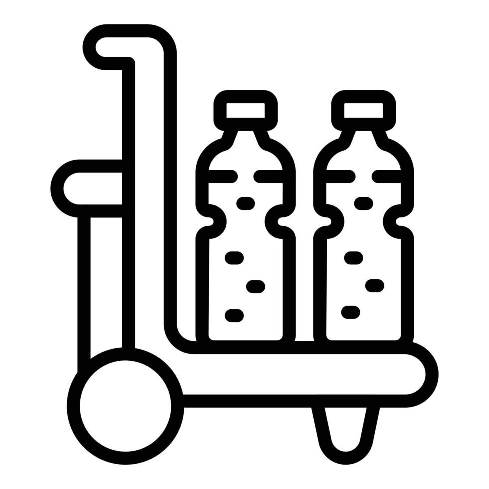 vetor de contorno do ícone do carrinho de garrafa de água. empresa legal