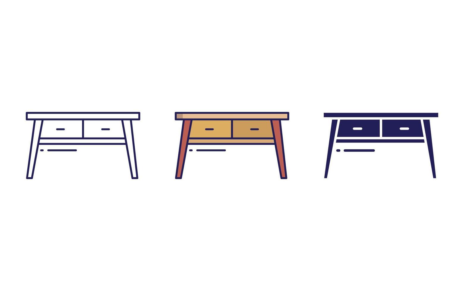 linha de mesa e ícone de glifo isolado no fundo branco, ilustração vetorial de mesa vetor