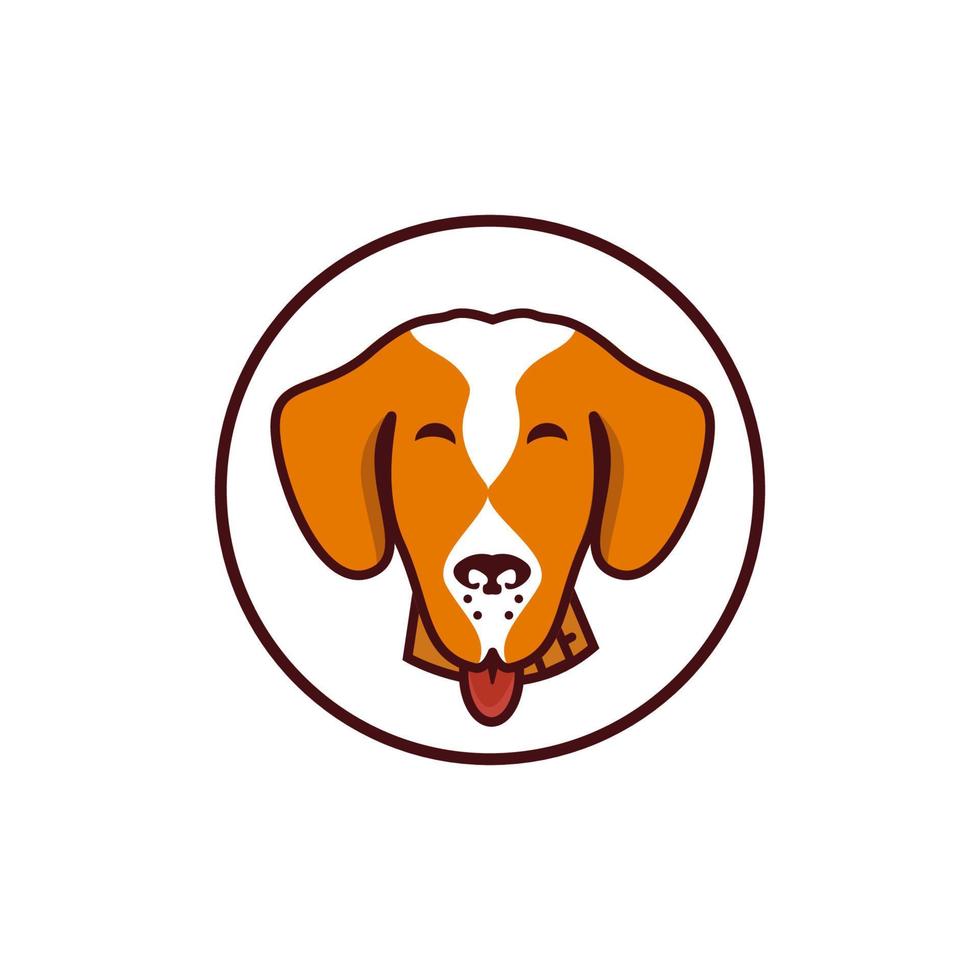 modelo de logotipo de cachorro, cachorro de pôster de loja de animais em ilustração vetorial de círculo vetor