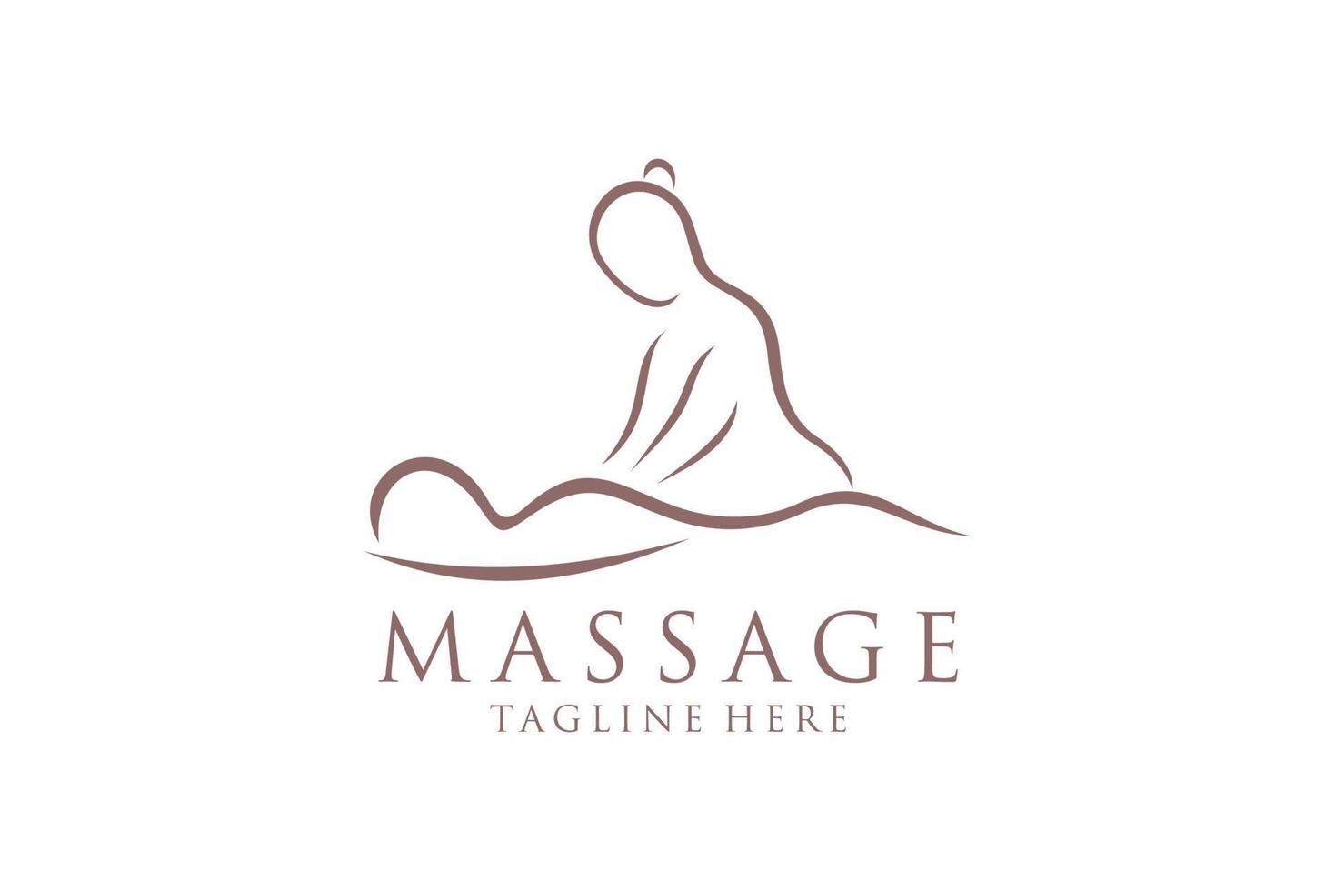 logotipo de massagem corporal, ícone do centro de spa corporal, salão de massagens, spa, relaxar, rejenuvate, óleo essencial, fundo branco, ilustração vetorial vetor