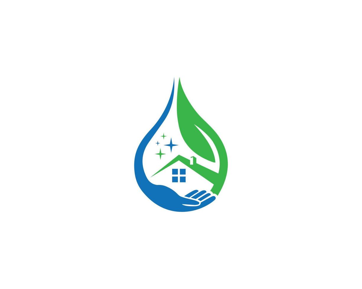design de logotipo de negócios de serviço de limpeza de casa com modelos vetoriais de símbolo de mão. vetor
