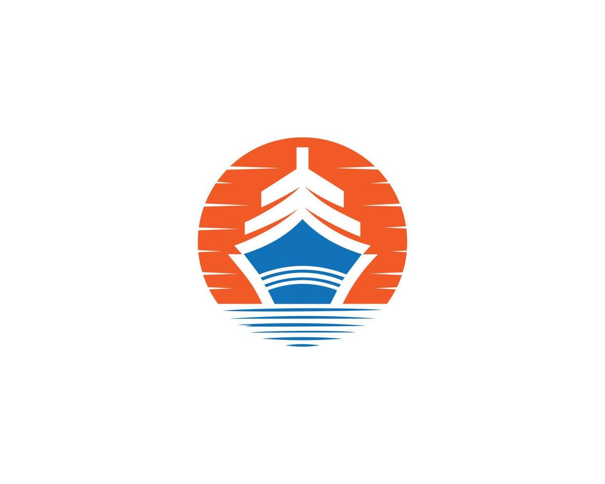design de logotipo de navio de cruzeiro com ilustração de ícone de modelo moderno abstrato gráfico de vetor de símbolo de sol.