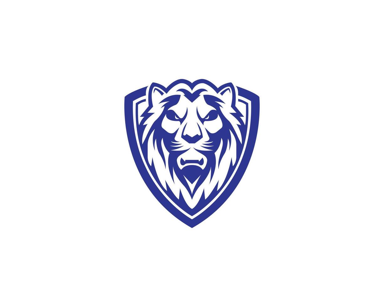 cabeça de leão escudo logotipo design distintivo símbolo premium animal sinal ilustração vetorial. vetor