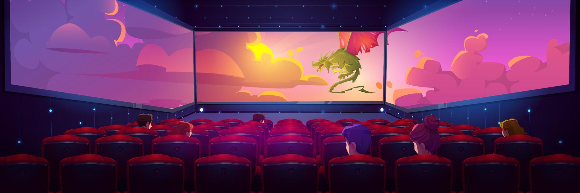 sala de cinema com tela panorâmica vetor