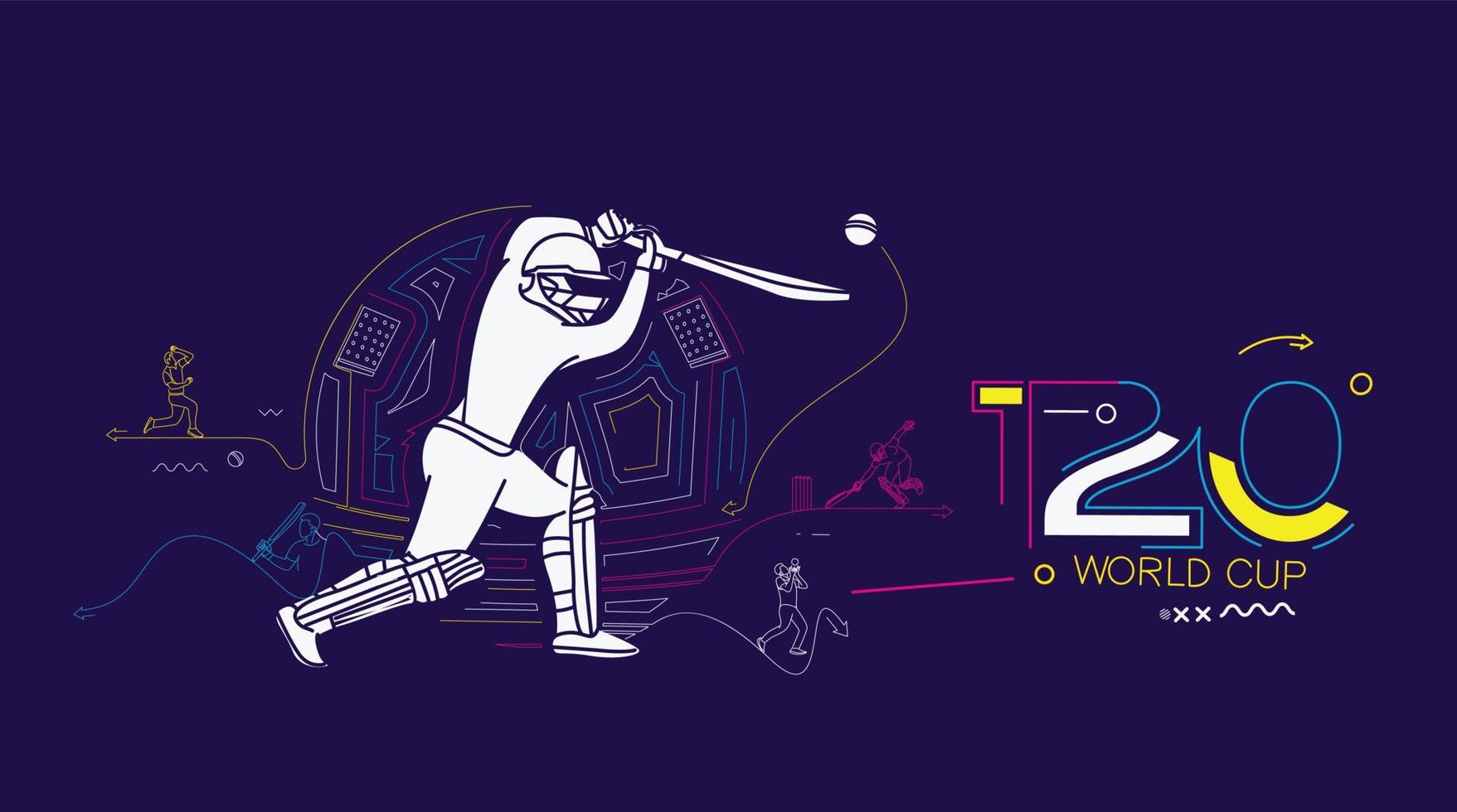 pôster do campeonato de críquete da copa do mundo t20, panfleto, modelo, brochura, decorado, design de banner. vetor