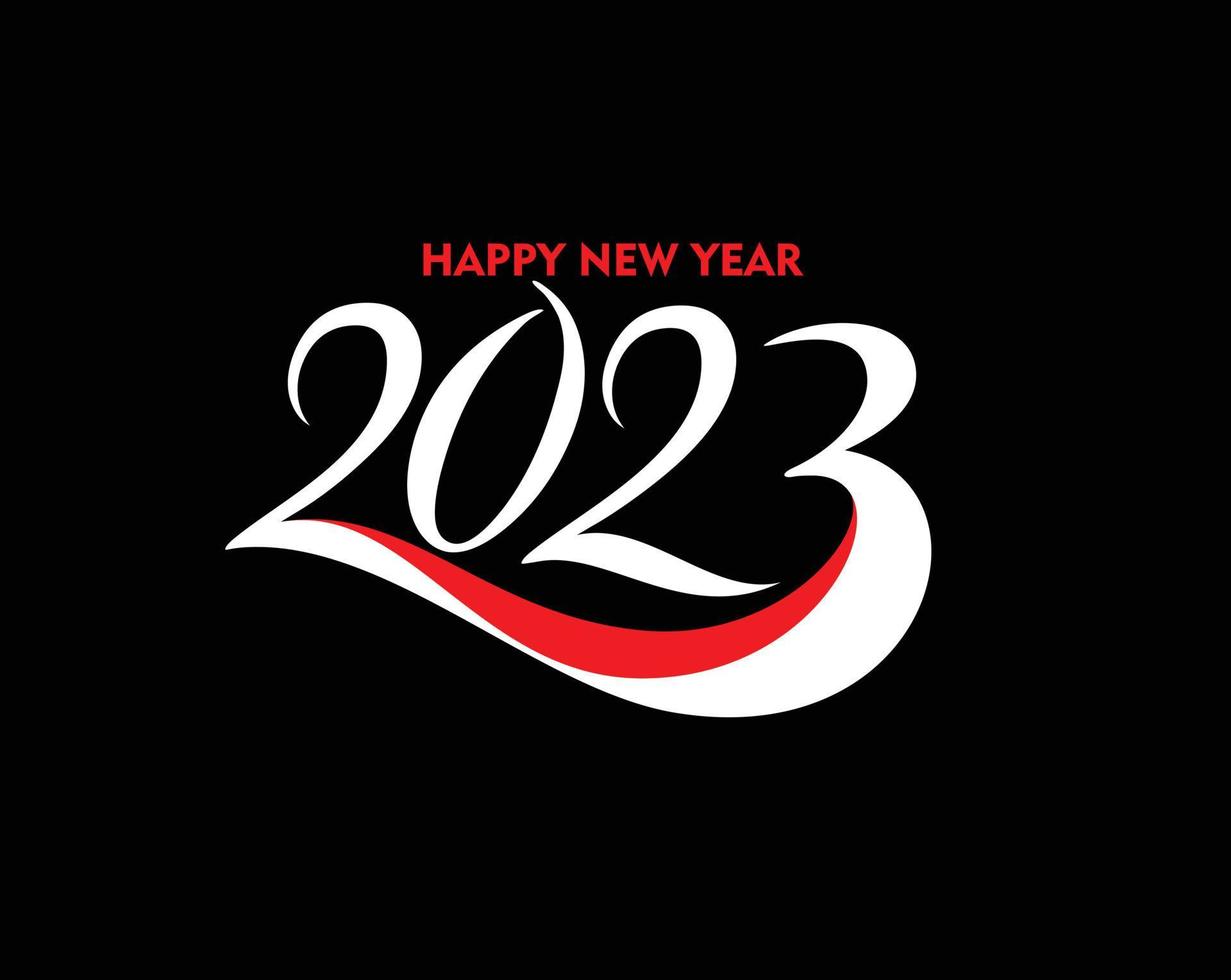2023 feliz ano novo panfleto de elemento de design de tipografia, design de banner. vetor