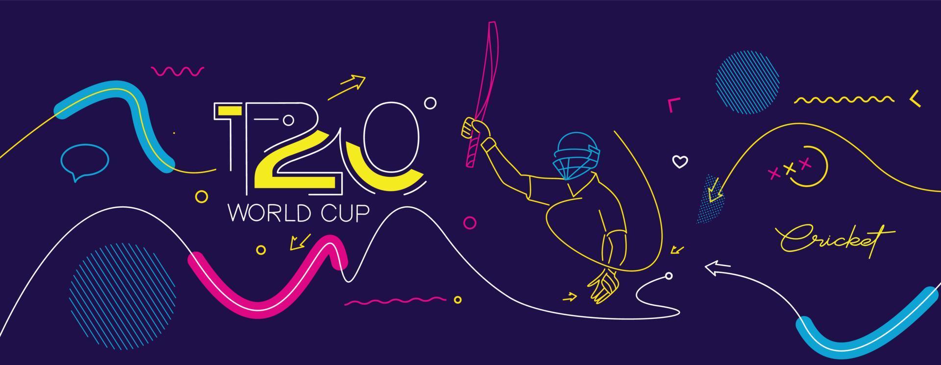pôster do campeonato de críquete da copa do mundo t20, modelo, folheto, decorado, panfleto, design de banner. vetor