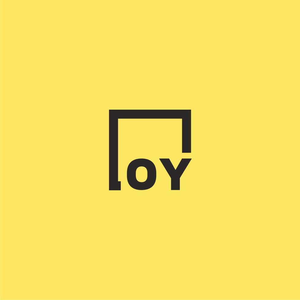 logotipo inicial do monograma oy com design de estilo quadrado vetor
