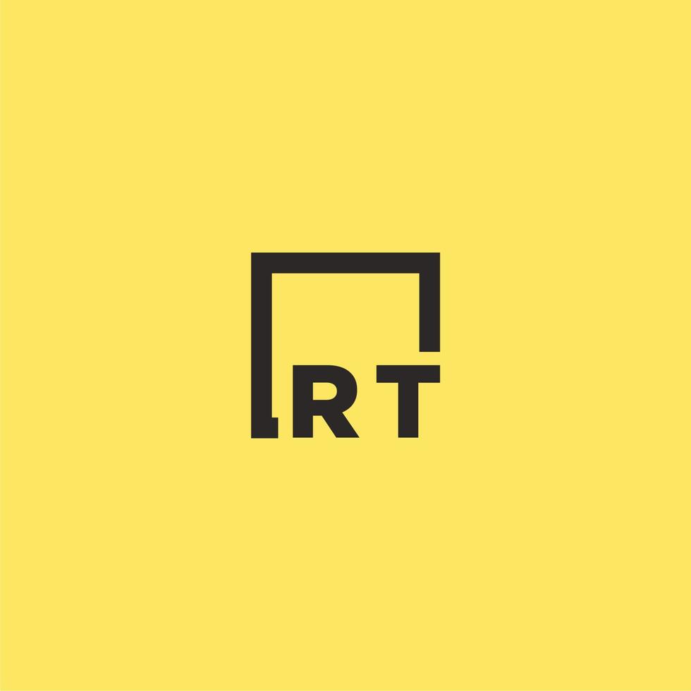logotipo monograma inicial rt com design de estilo quadrado vetor