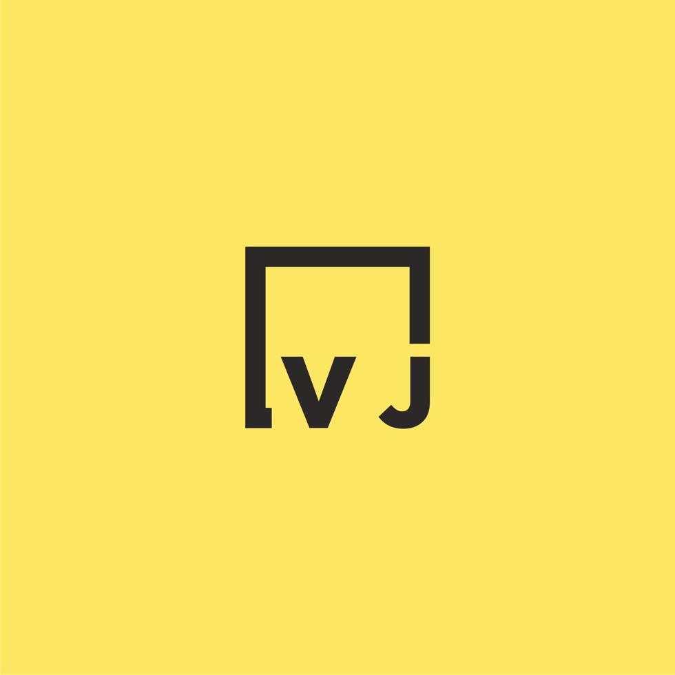 logotipo inicial do monograma vj com design de estilo quadrado vetor
