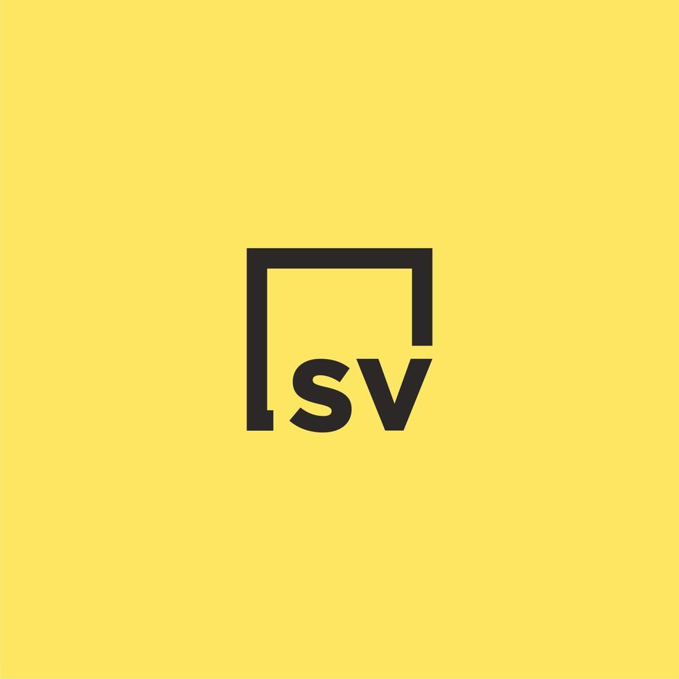 logotipo monograma inicial sv com design de estilo quadrado vetor