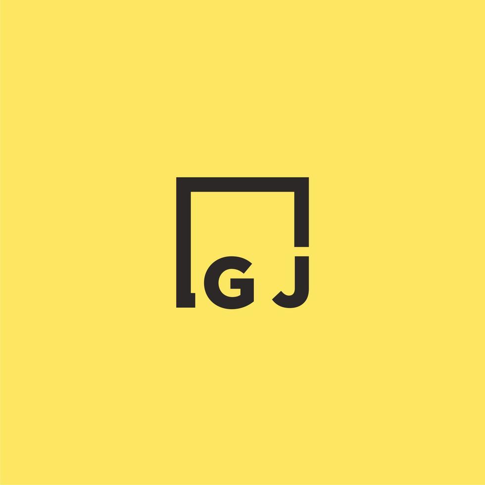 logotipo inicial do monograma gj com design de estilo quadrado vetor