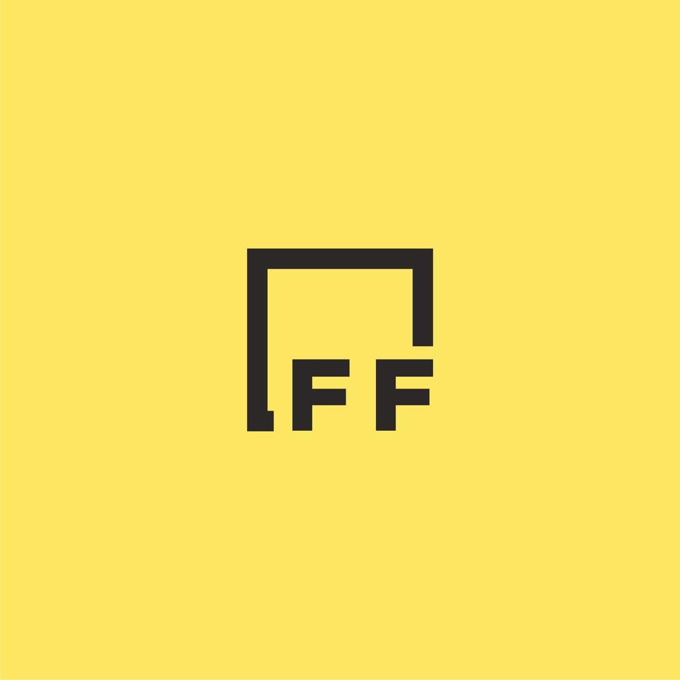 logotipo monograma inicial ff com design de estilo quadrado vetor